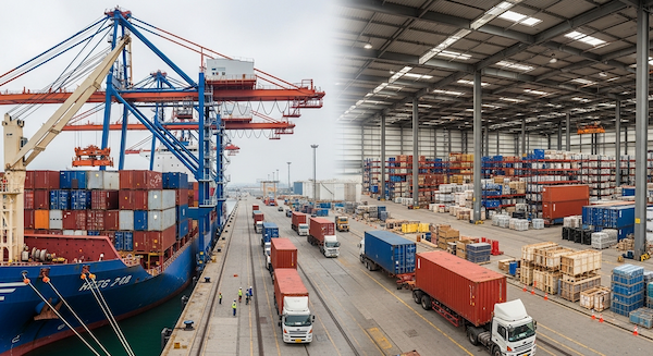 Global industrial supply chain logistics scene